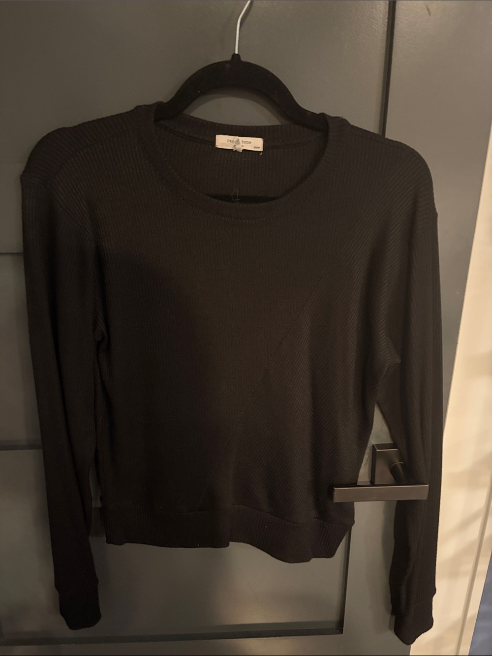 rag & bone Black Ribbed Crew Sweater